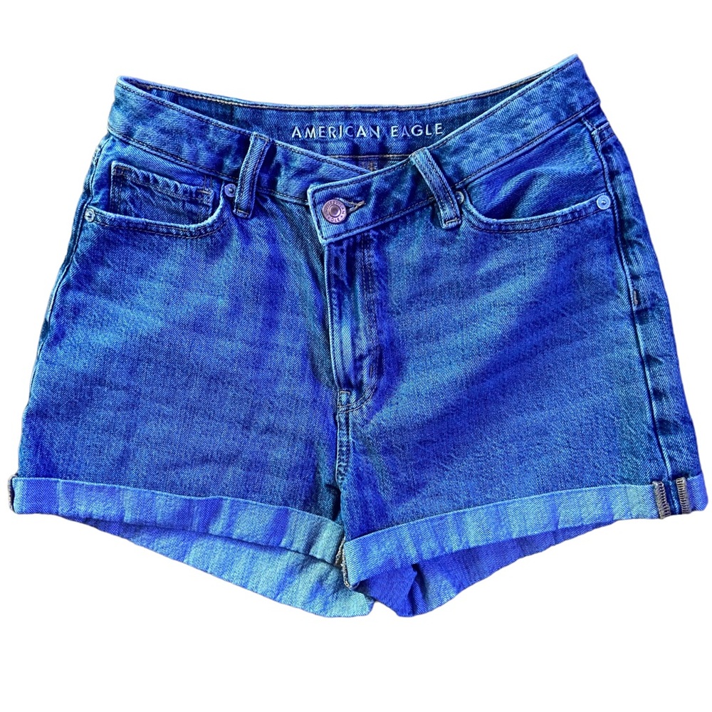 American Eagle Jean Shorts Crossover Highest Rise Mom Criss Cross Button 2
